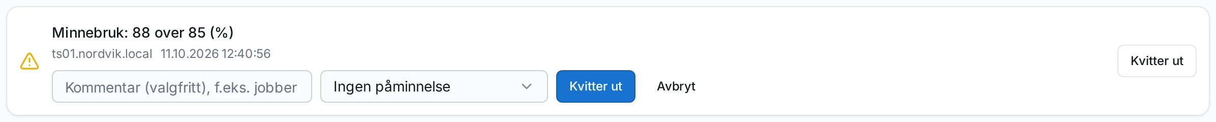 Kvitteringsskjema på et varsel