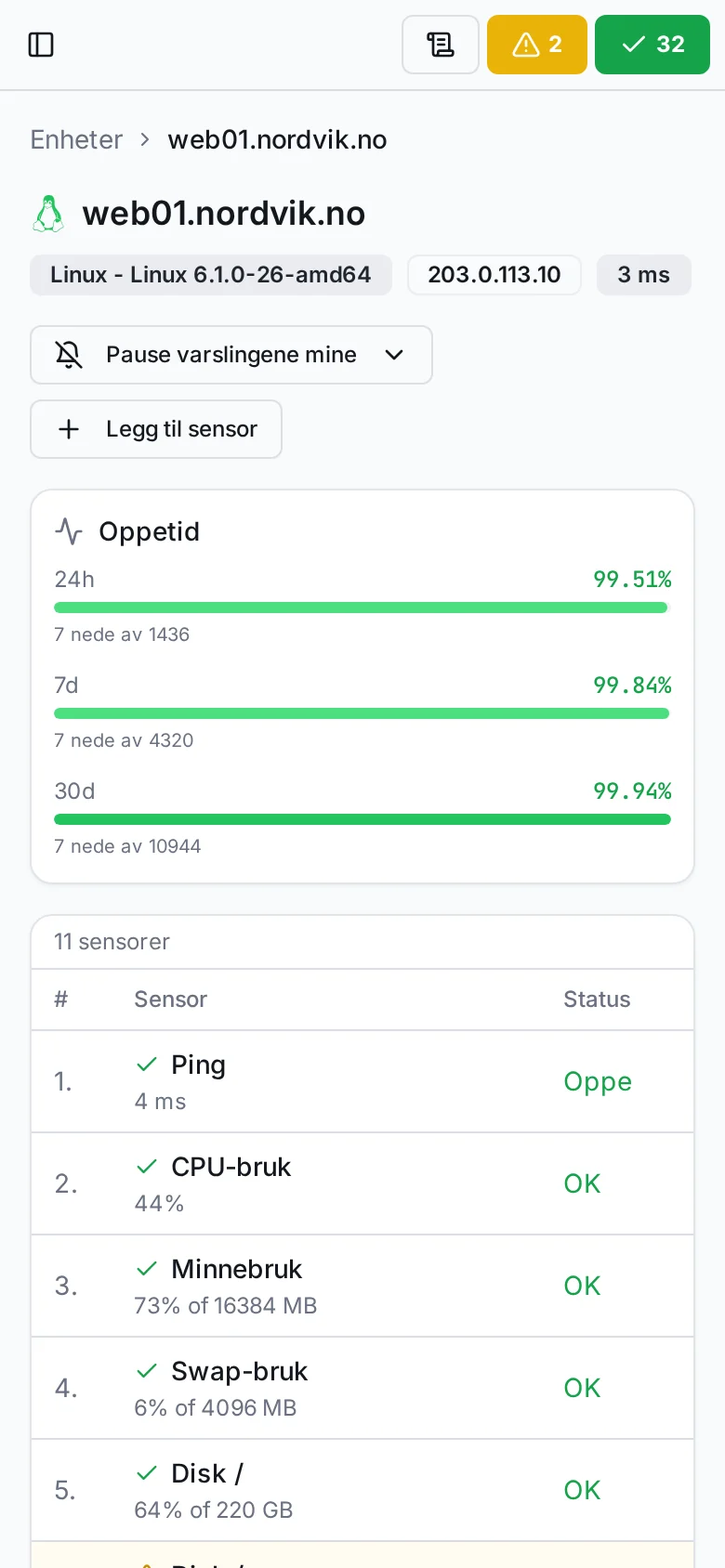 Serverside på mobil